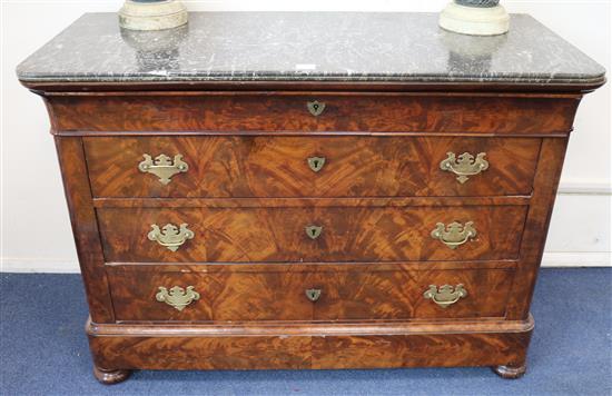 A French Empire marble topped secreaitre chest W.75cm